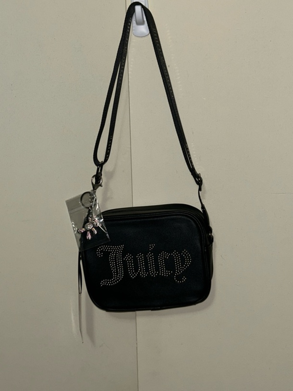 Juicy Couture Black Studded 'Juice' Crossbody Bag with Charm